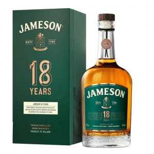 A bottle of Jameson 18 years, one of the top whiskey brands in the world